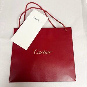 Authentic Cartier Classic Cherry Red  Bag w/rope handle 12.5 X 11 X 5” Insert
